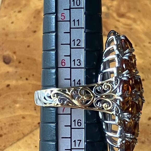 Natural Santa Ana Madeira Citrine Sterling Silver Cocktail Ring Size 6.75 - Picture 7 of 8
